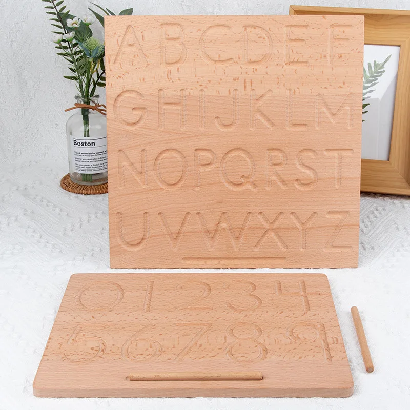 

Factory Direct Sale Wooden Groove Letter Board Concave And Convex Word Board Digital Capitalized Geometric Letter Cognitive Blin