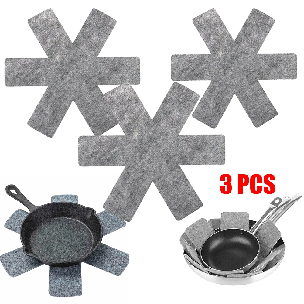 

3Pcs Felt Protectors Pads Pot Pan Anti Scratch Non Stick Cookware Utensils Tool Home Kitchen Tools