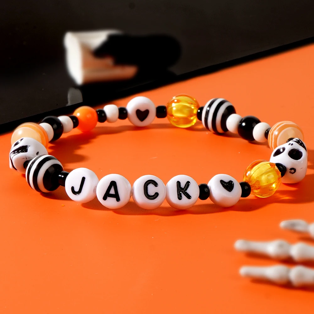 1 Шт. Браслет-подвеска В Богемном Стиле С Черепом И Полосатыми Бусинами Рисовые