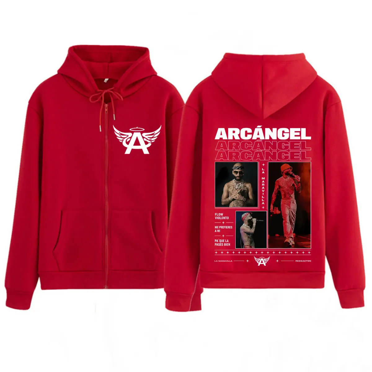 Фото Худи на молнии Arcangel La 8va Maravilla Album 2026 Tour с принтом, унисекс, модные толстовки, свободный крой, повседневная куртка на молнии оверсайз. №3