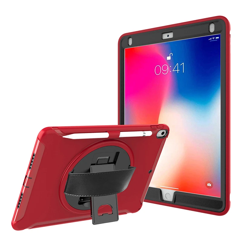 

Heavy Duty Hybrid Case with Pencil Holder and Swivel Wrist Strap for Apple iPad Air 10.5 2019 iPad Pro 10.5 Tablet +Pen