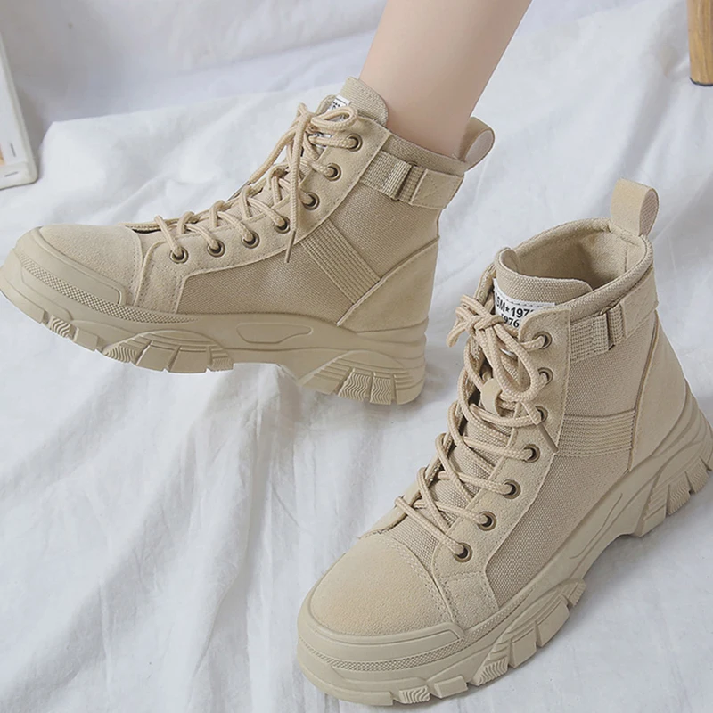 

Женские ботинки на толстой подошве, Нескользящие кроссовки, короткие мотоциклетные ботинки, осень 2022