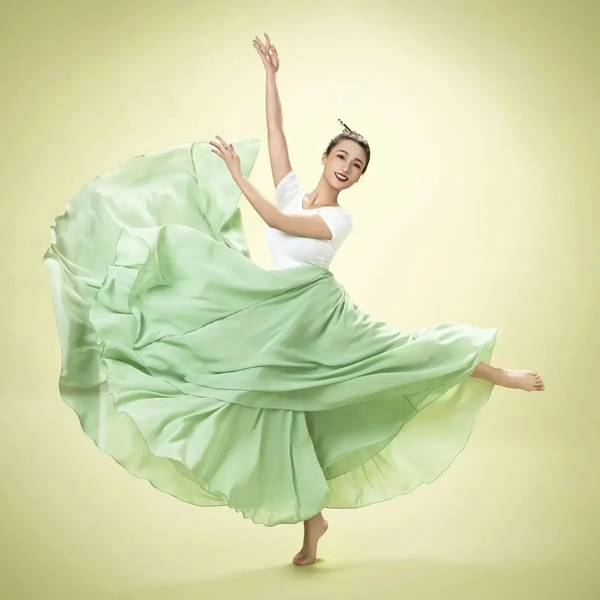 Женская шифоновая юбка для балета двухслойная длинная танцев 540/720 градусов