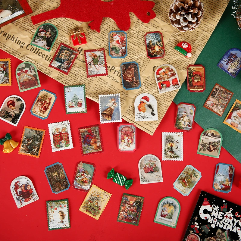 

Christmas Theme 40pcs Retro Xmas Tree Snow Scene Material Paper Pack Junk Journal Handbook Scrapbooking DIY Album Diary Gift