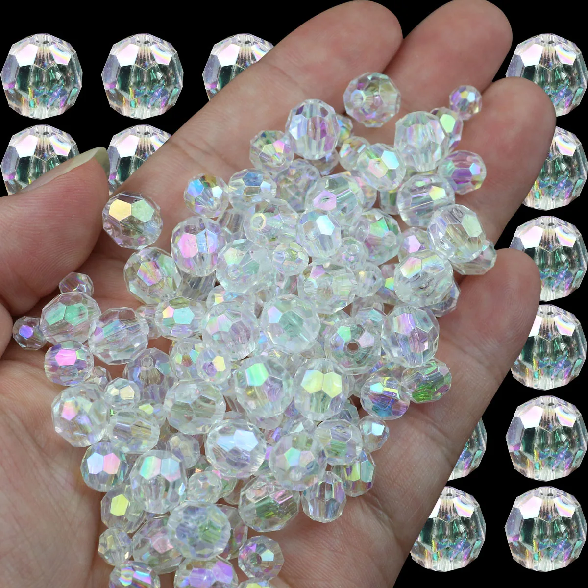 6/8/10 мм граненый овальный акриловый прозрачный бисер CCB Loose Spacer круглый для