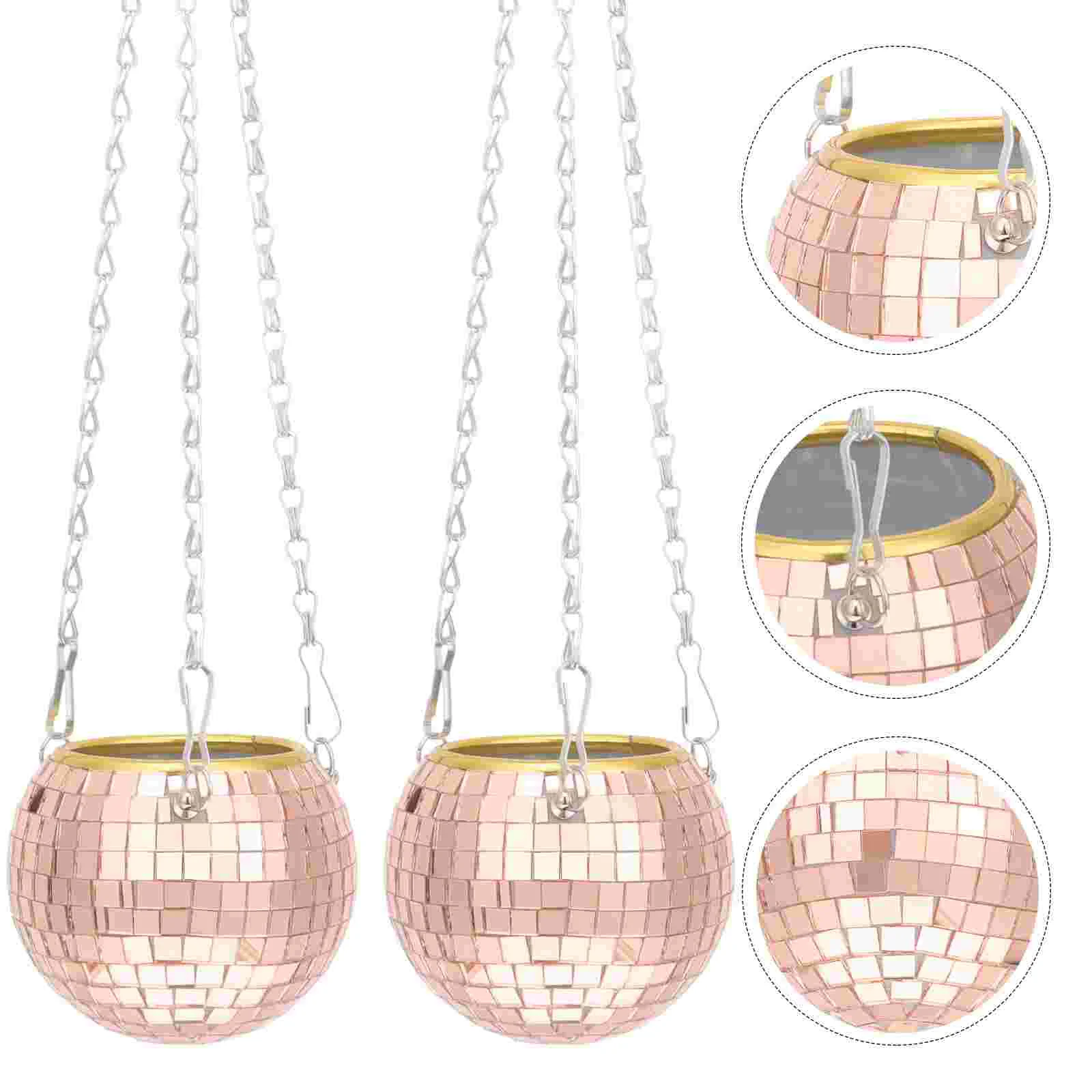 

Stand Spherical Flowerpot Hanging Holder Decorative Planter Shiny Decors Mirror Surface