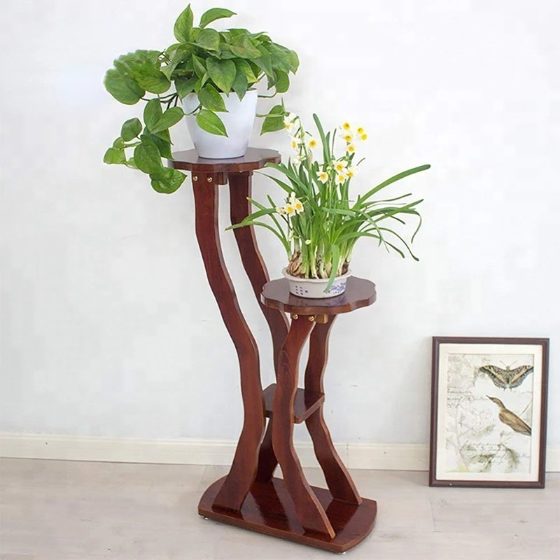 

Wholesale wooden garden flower corner shelf design decoration