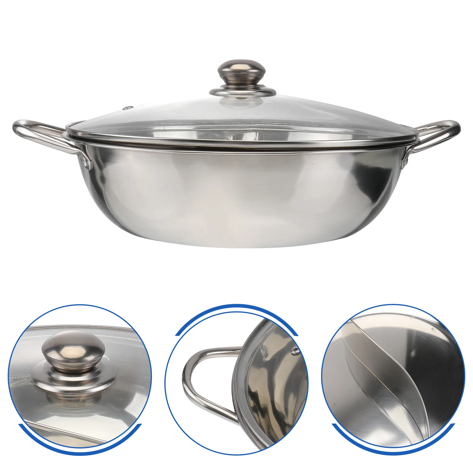 

Stainless Steel Shabu Hot Pot with Divider for Induction Cooktop Gas Stove with Lid ( 28cm )