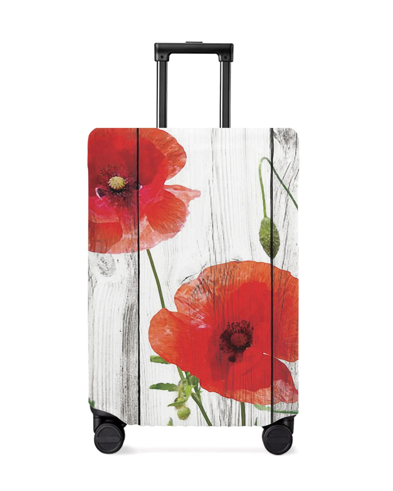 

Vintage Wood Red Flowers Poppy Travel Luggage Cover Elastic Baggage Cover Suitcase Case Dust Cover Travel Accessories