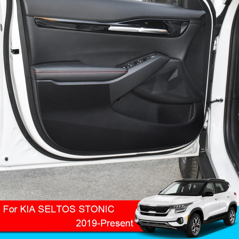 

Car Door Anti Kick Pad For KIA SELTOS SP2 STONIC YB 2019-2025 Leather Protection Film Protector Sticker Carbon Trim Accessories