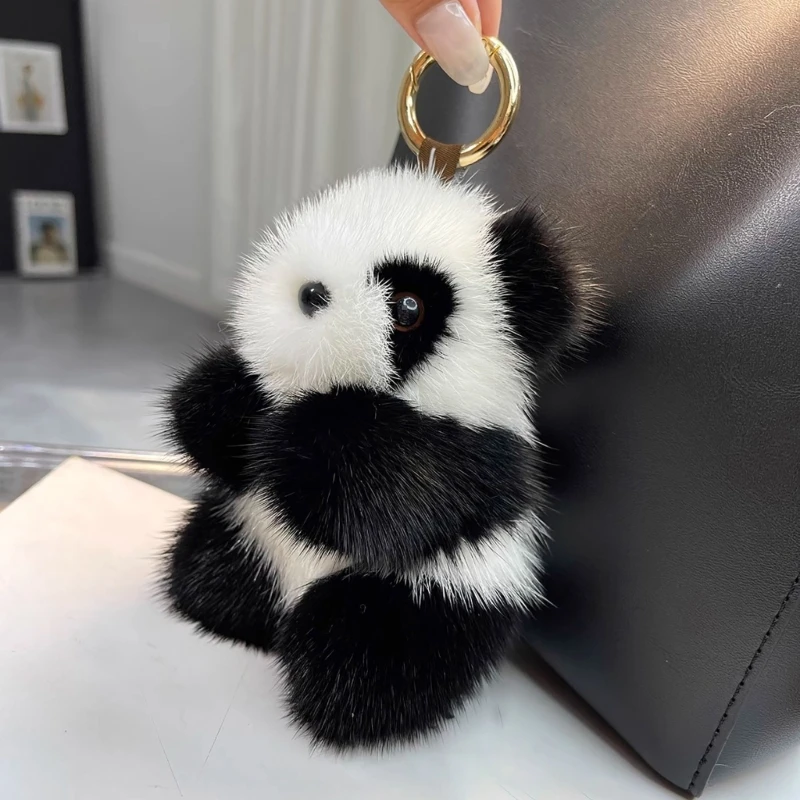 Забавный кулон в виде панды мягкий пушистый брелок для ключей девочек сумка