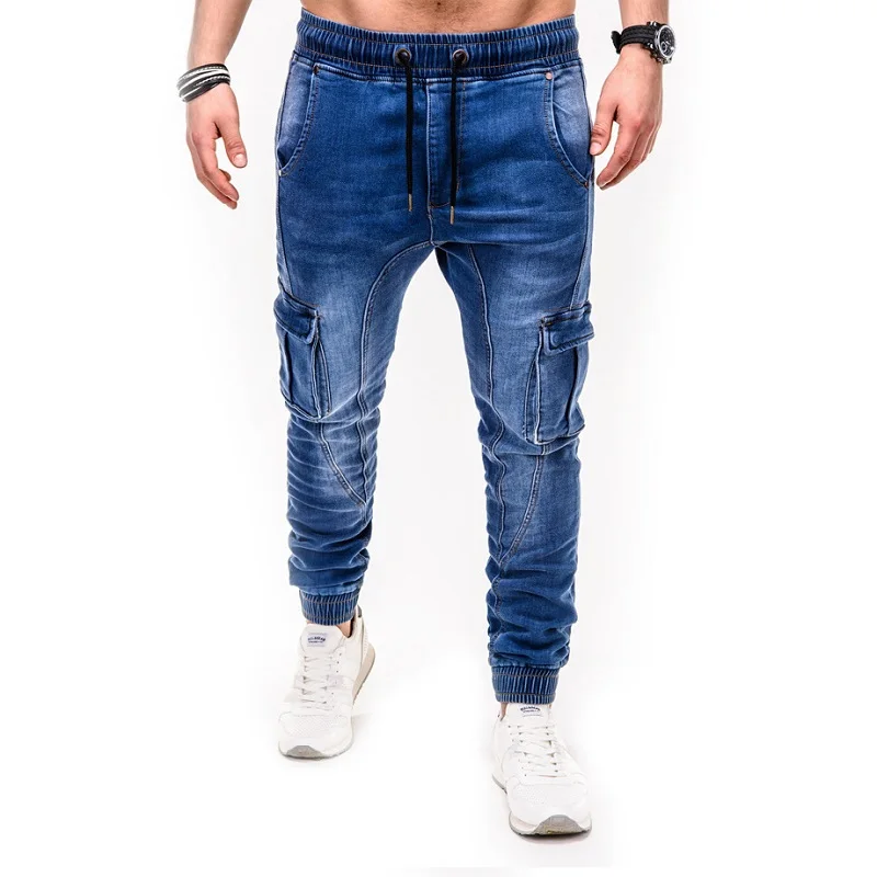 Multi Pocket Cargo Pants Baggy Jeans Men's Fashion Washed Denim Sweatpants Spring Autumn Casual Trousers Mens Street Wear