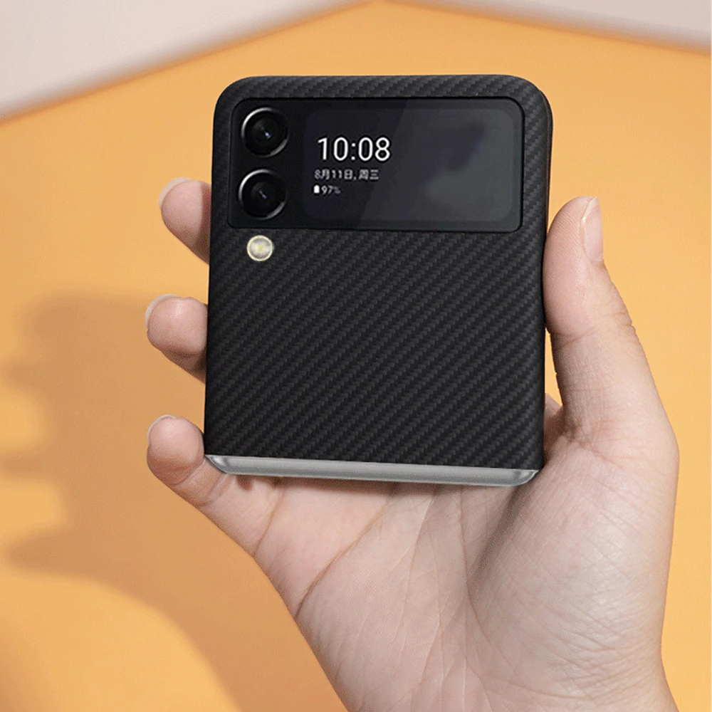 YTF-карбоновый цветной чехол из углеродного волокна для Samsung Galaxy Z Flip 4 ультратонкий