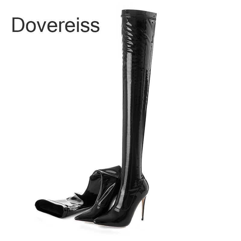 

Зимние Модные женские ботинки выше колена с острым носком, на шпильке, большие размеры 40 41 42 43, 2022