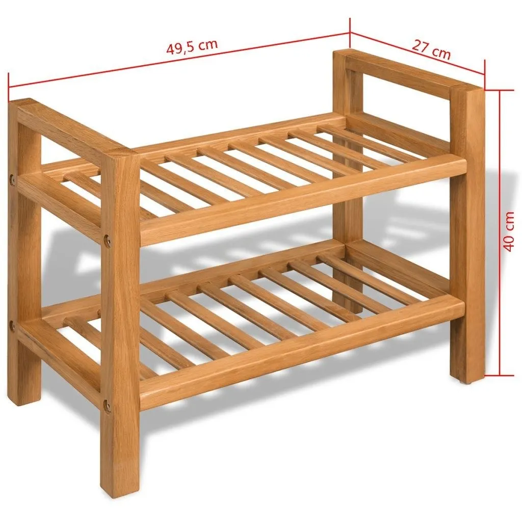 

Shoe Rack with 2 Shelves Solid Oak 19.5"x10.6"x15.7"