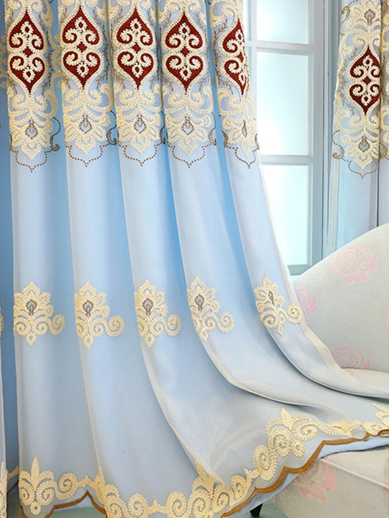 1 шт. новые высококачественные и атмосферные двухслойные шторы с вышивкой