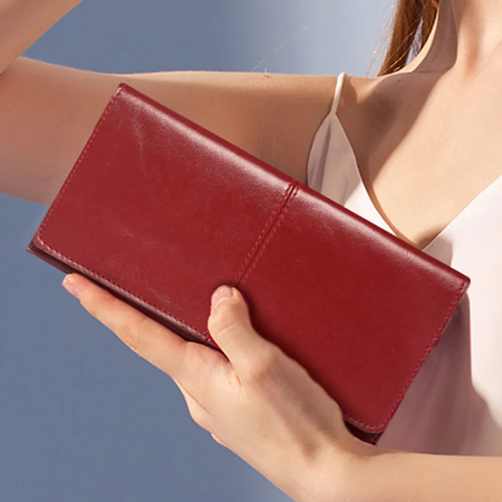 KAVIS Модный женский длинный кошелек из натуральной кожи красные женские клатчи