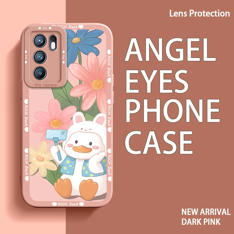 

For OPPO Reno6 4G 5G Reno6 Pro Plus 5G Reno7 Z Lite Ace F21 Pro Realme X2 Pro Aimei Duck Case Happy Running Duck