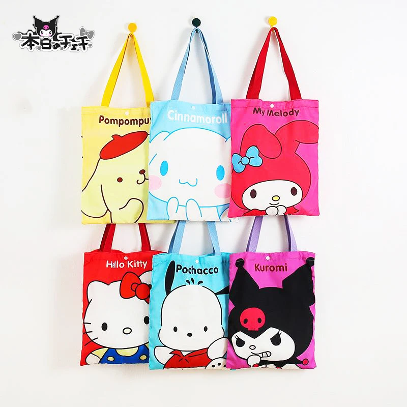 

Kawaii Sanrio Canvas Bag Kuromi My Melody Cinnamoroll Anime Cute Cartoon Shopping Bag Student Handbag Baby Toys For Girls Gifts