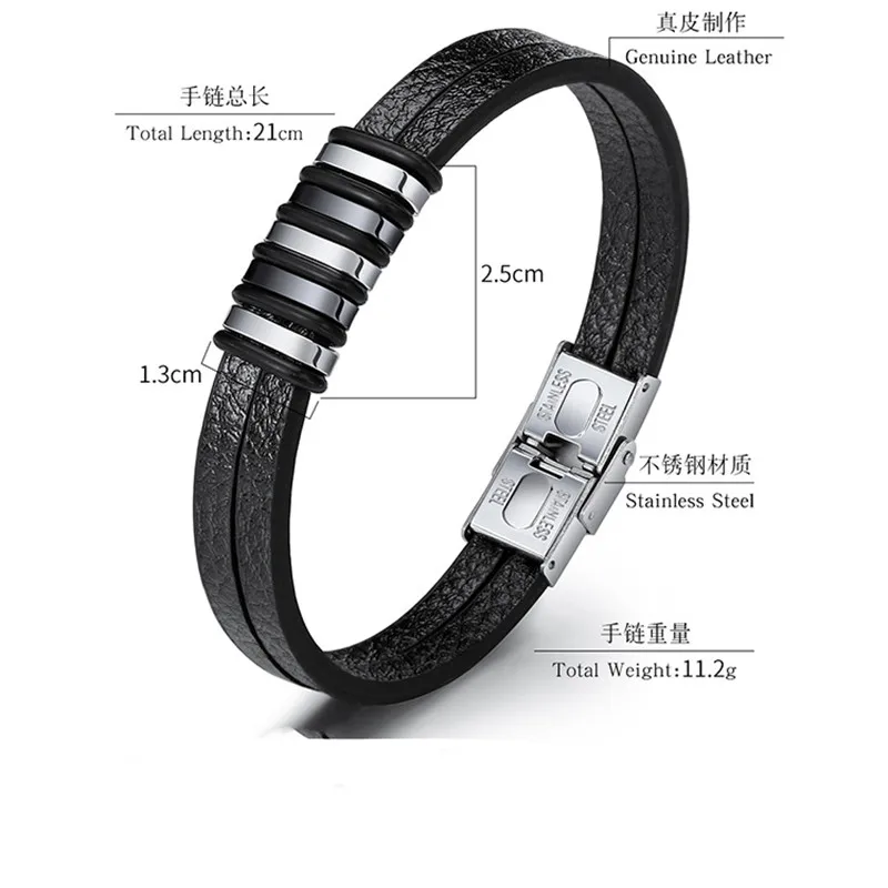 Модные браслеты из натуральной кожи мужские нержавеющей стали и женские