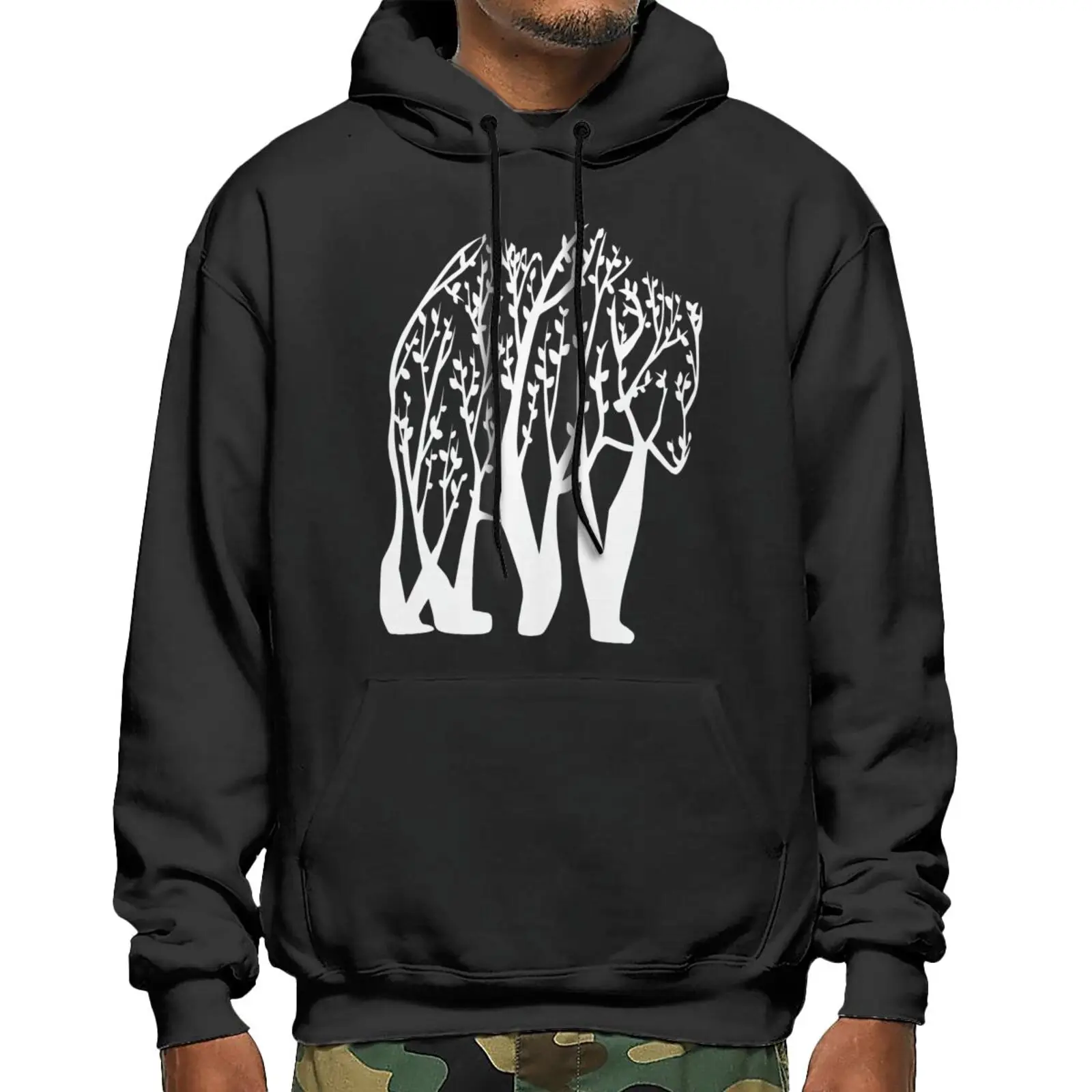 

Bear Tree Abstract Art Wild Outdoors Hoodie Clothing Oversize Sweatshirt Japanese Streetwear Men's Coat Tracksuit Male Clothes