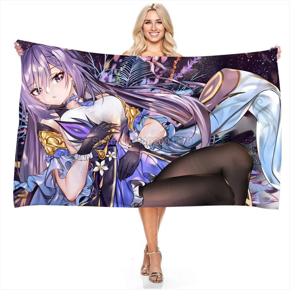 Аниме Genshin ударное полотенце из микрофибры пляжное для детей подарок