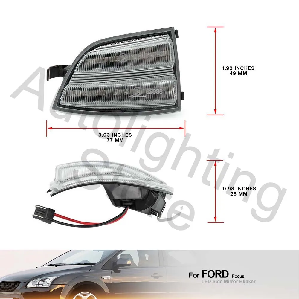 2 шт. блестящие лампы для передней и боковой подсветки Ford Focus ST MK2 CC 2003-2010