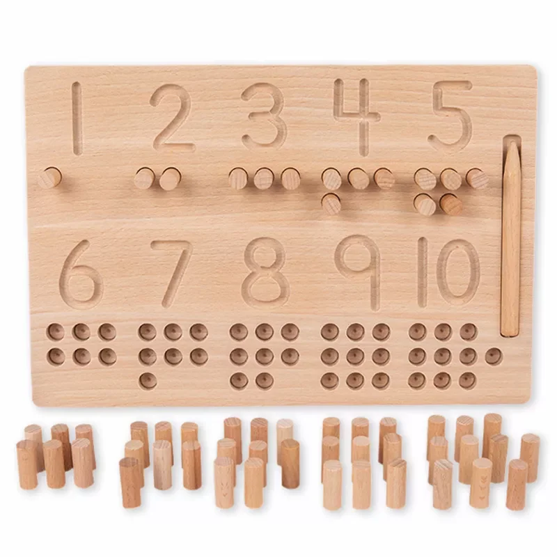 

Wooden Number Puzzle Sorting Montessori Toys Toddlers 1-10 Digit Tracing Board Logarithmic Practicing Board Counting Math Toys