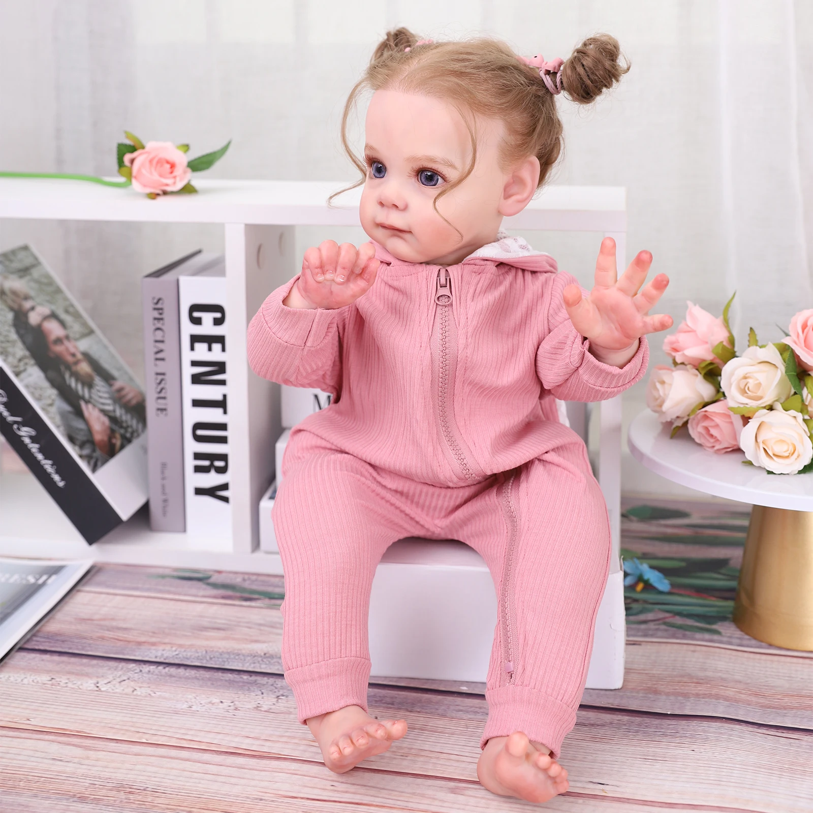 

55CM Reborn Doll Baby Toy 3D Skin Visible Vein Soft Silicone Cute Reborn Baby Doll Girls Children Simulation Baby Doll Toy Gifts