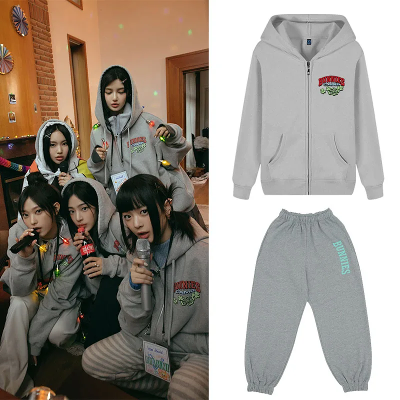 Kpop Fans Bunnies Толстовка на молнии Комплект спортивной одежды MINJI HANNI DANIELLE HAERIN HYEIN