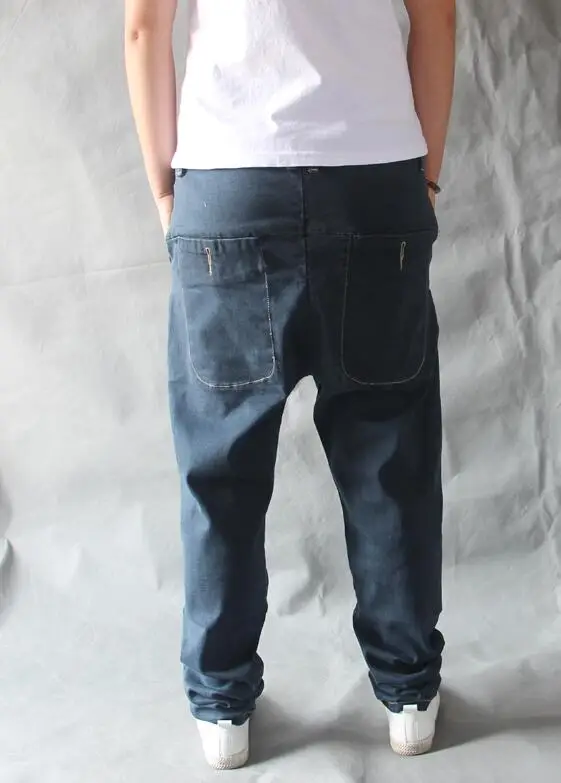 Men Jeans Street Dance Denim Cross-Pants Low Crotch Pant Fat Baggy Jeans Feet Harlan Pants Skateboard Jeans