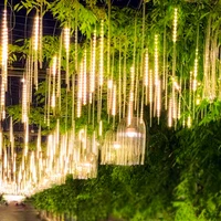 8 tubes meteor shower rain led string lights street garlands christmas tree decorations for outdoor new year fairy garden lights