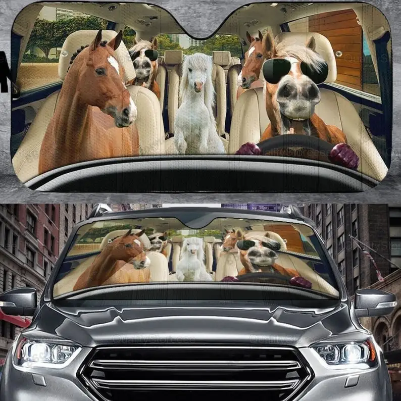 

Horses Family Driving Car Sunshade, Funny Horses Car Sunshade, Horses Cute Car Sunshade ZPT062109A25STYLE FOR CAR