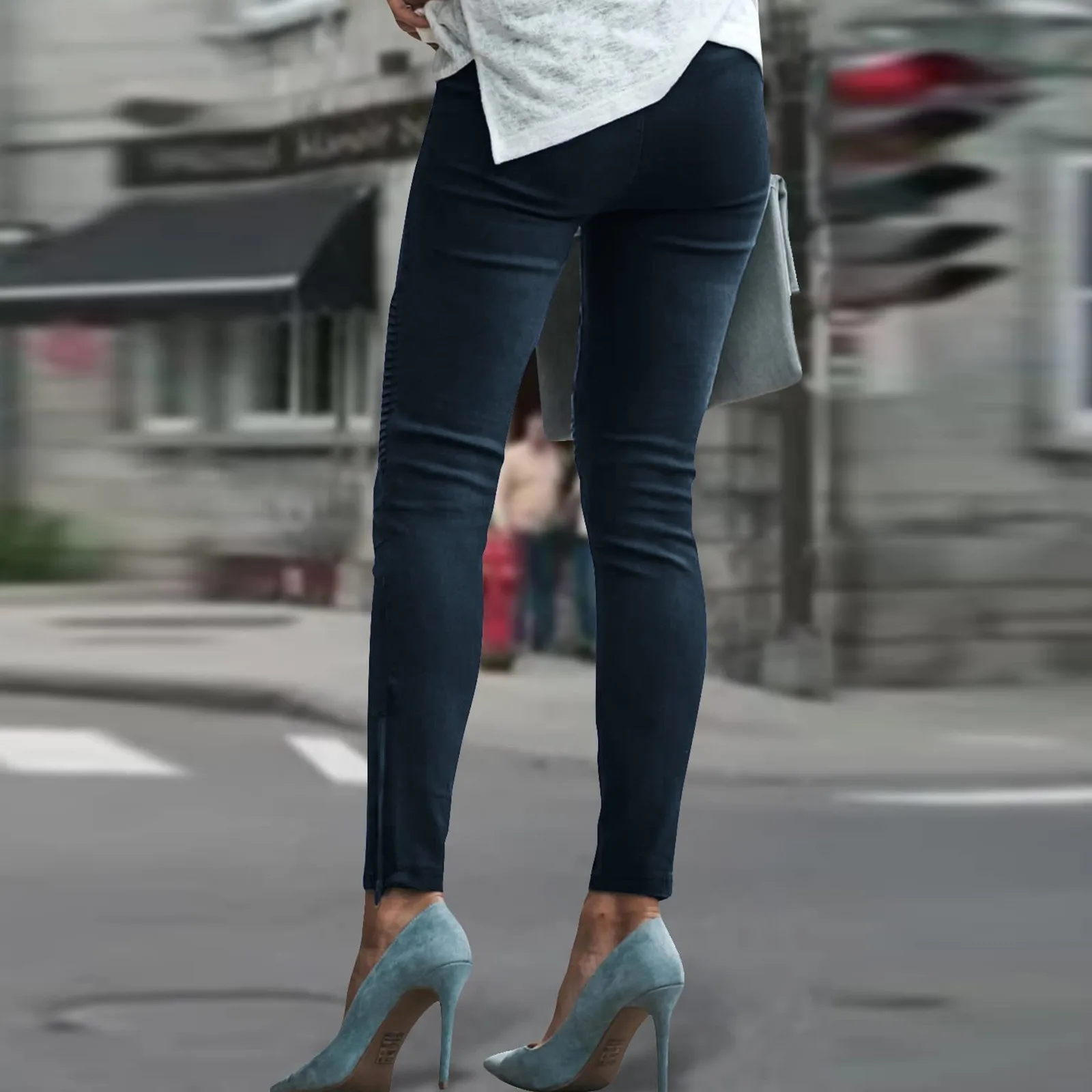 

Women's Solid Pocket Trousers Pants Tights Leggings Splice Elastic Dress Pants for Women Size 18 Pants for Tall Women