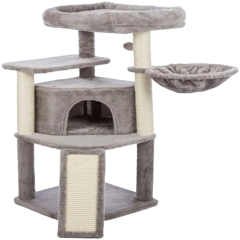 

Adriana Plush & Sisal 2-Level 41.7" Cat Tree with Scratching Posts & Condo, Gray For Cats Kitten Furniture House