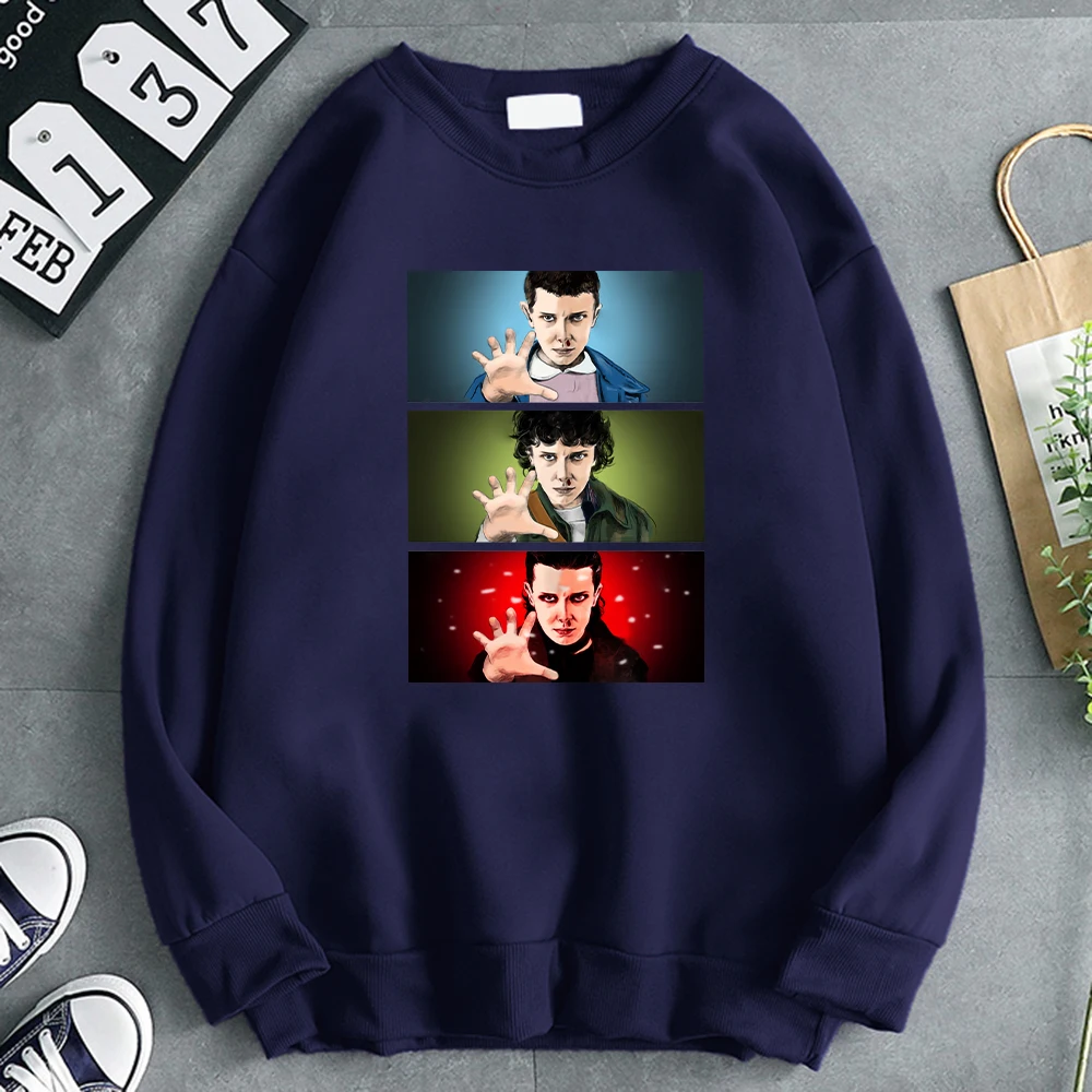 

Thriller Movie Eleven Stranger Things Mens Hoodies Fashion Crewneck Hoody Autumn Loose Clothing Casual Warm Fleece Male Hoodies