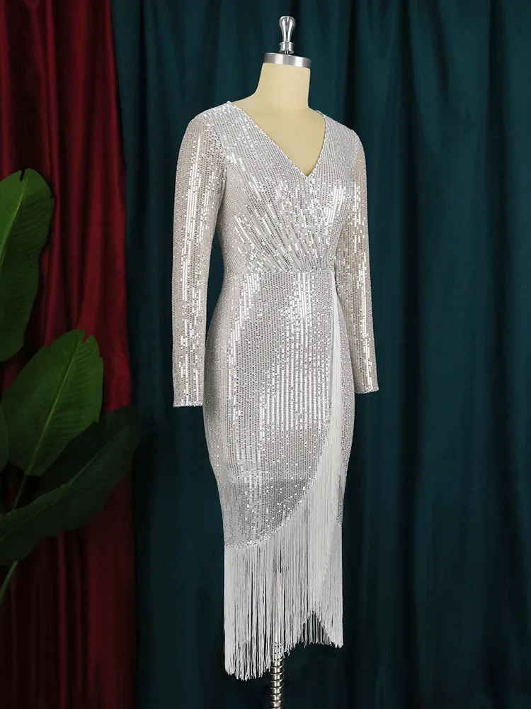 Plus Size Dresses Sequined Beaded One Shoulder Fishtail Skirt Sexy Sleeveless Fishtail Skirt  Party Dress Evening Dresses Formal