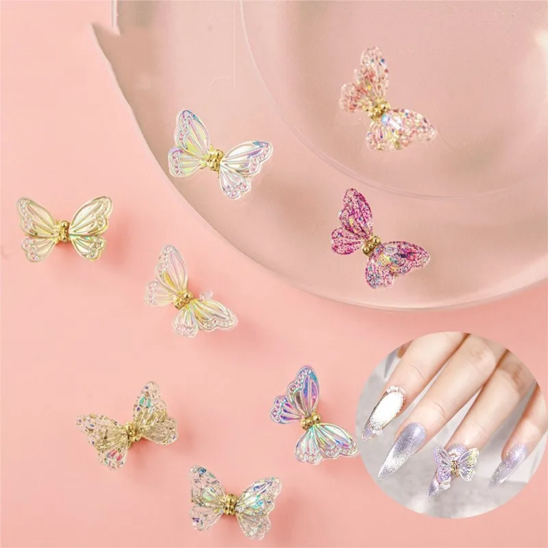 

5/10Pcs Aurora Crystal Butterfly Rhinestones Nail Charm with Diamond Wing 3D Butterfly Jewelry Luxury Zircon Nail Art Decoration