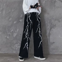 harajuku casual trousers punk lightning print loose vintage cargo pants high street straight wide leg womens pants y2k clothes