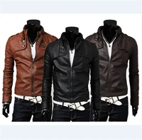 2022 korean version mens stand collar slim leather jacket mens leather jacket mens motorcycle pu jacket mens coat