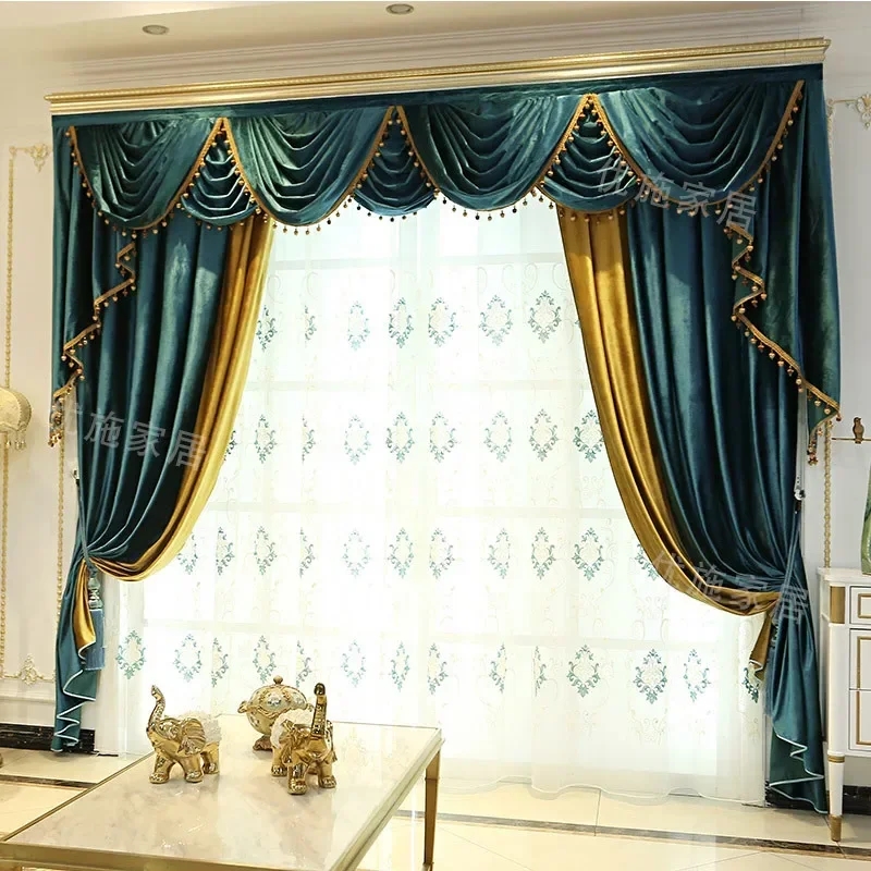 

3656-STB-Auspicious Cloud Black Background Printed Window Curtains Living Room Bedroom Curtains Polyester Cloth