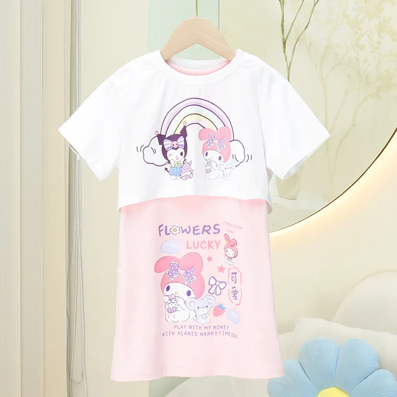 Новинка 2024 жилет для девочек Sanrio футболка с коротким рукавом костюм из двух