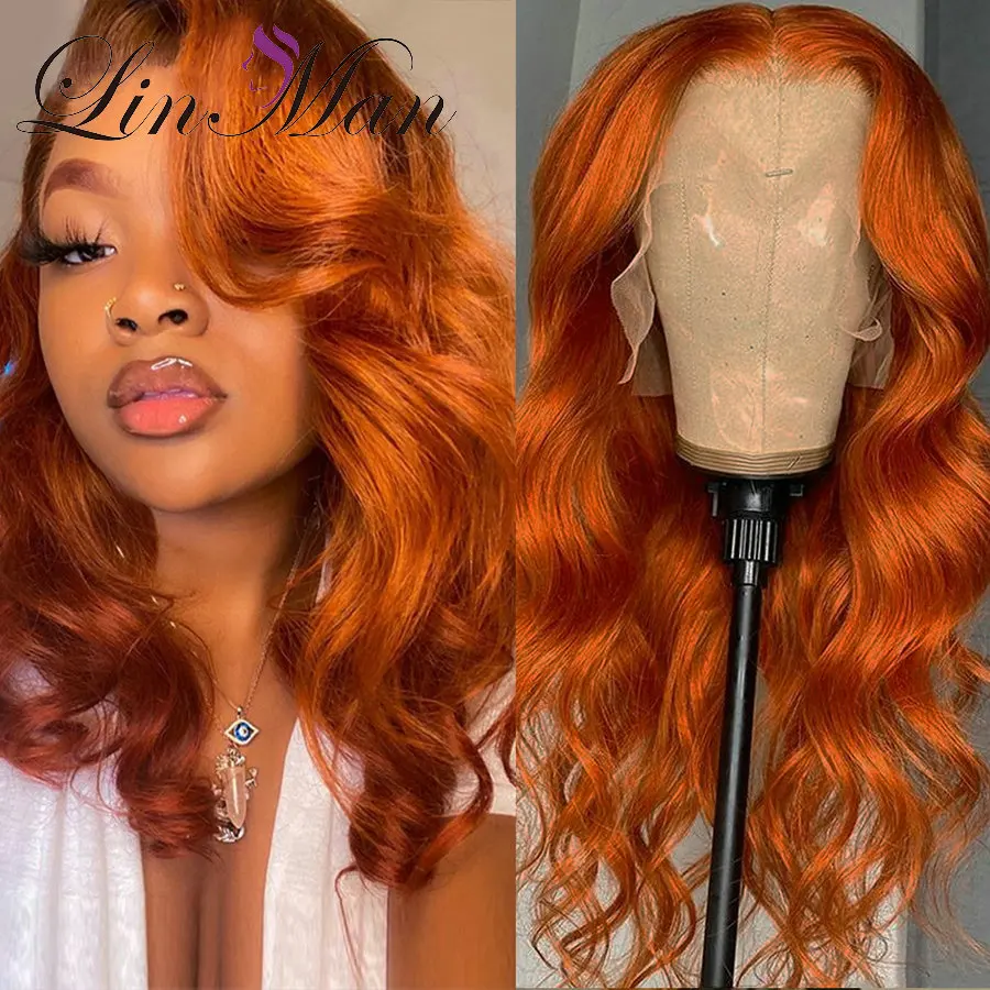 Orange Ginger 13x4 Lace Front Human Hair Wigs Pre Plucked Brazilian Body Wave Human Hair Wigs Remy Hair 180% Lace Wigs for Women