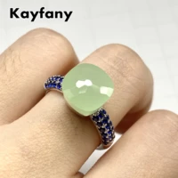 pomellato candy style ring water droplet full blue zircon natural crystal ring for women colorful fashion jewelry candy ring