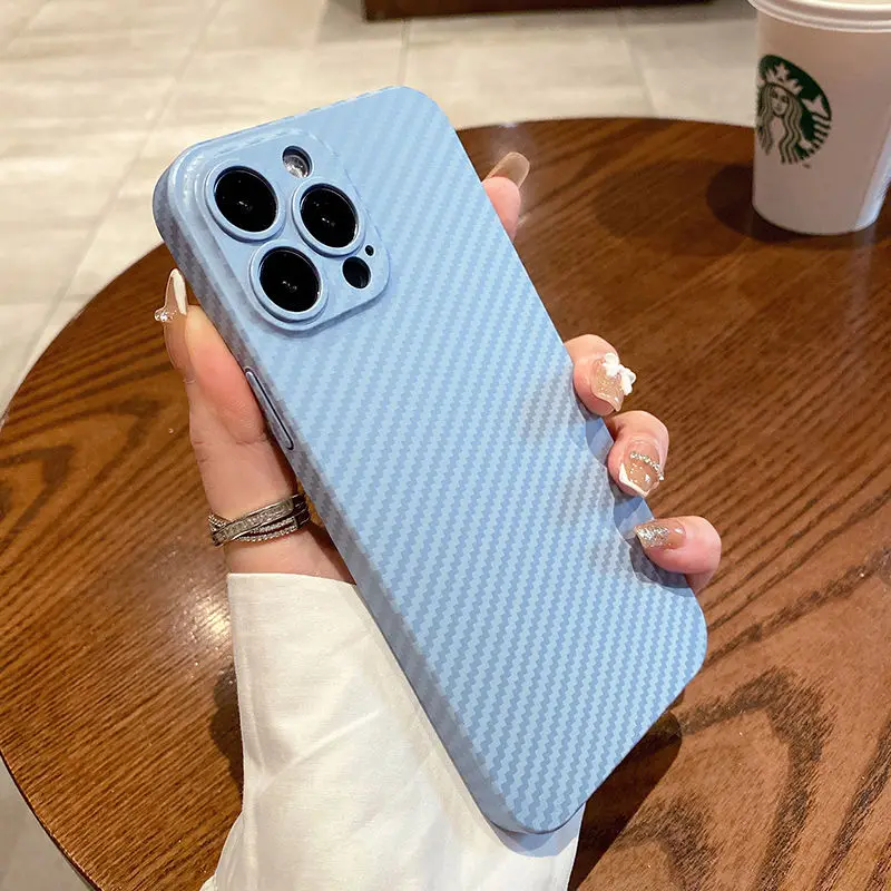 

Matte Plastic Carbon Fiber Texture Case For iPhone 13 Pro Max Mini Anti-Fingerprint Ultra Thin Boundless Slim Hard PC Back Cover
