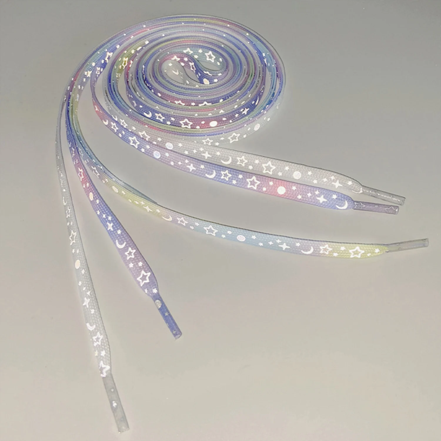 

New Elastic Luminous Reflective Fashion Shoelaces Moon Star Pattern Sneakers Flat Rainbow Lazy Shoe Laces Glow In The Dark