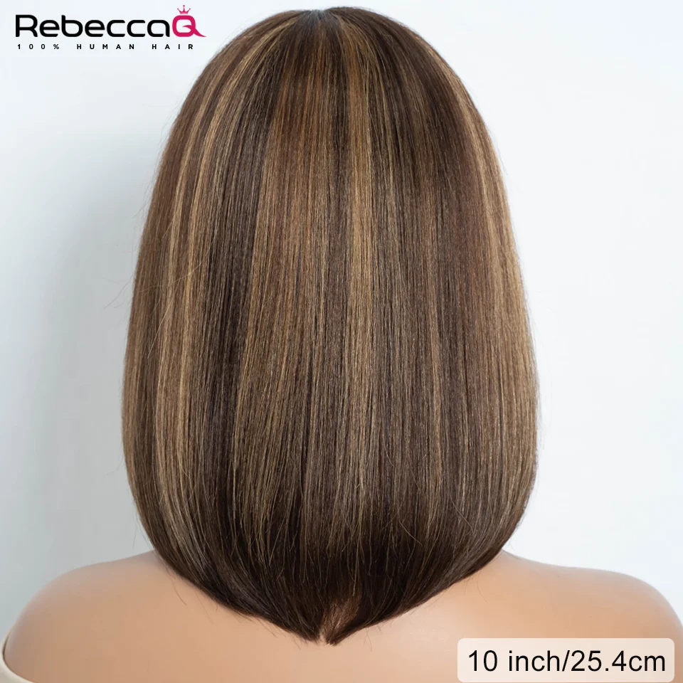 Прямые короткие парики Боб Парик из человеческих волос с челкой Перуанский парик