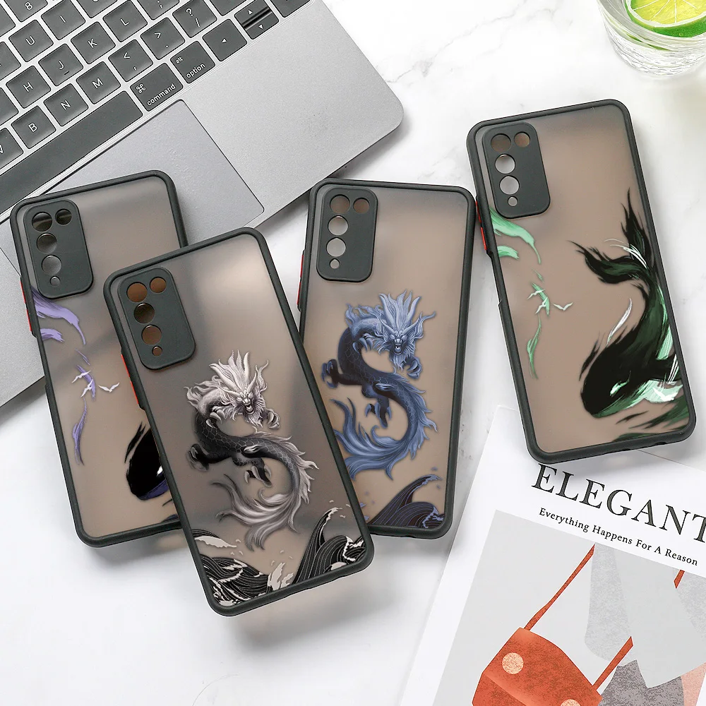 

Honor 50 Case For Huawei P30 Lite P40 Pro P50 Funda Honor 30 60 SE 20S 10X Lite 20 10i 8X 9A 9X Dragon and Fish Shockproof Cover