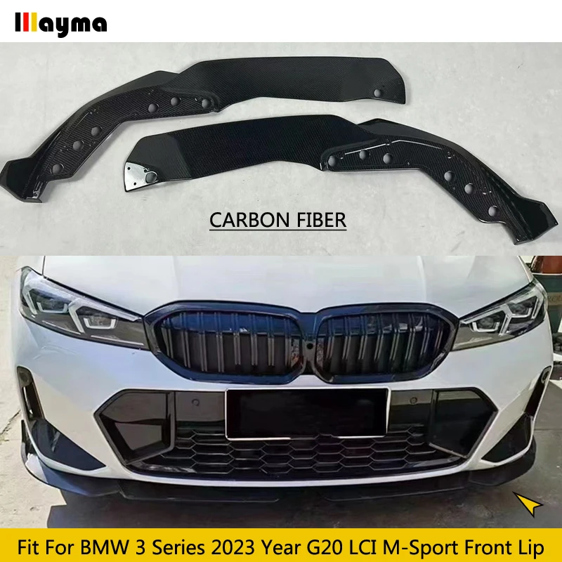 

2Pcs/Set Carbon Fiber Car Front Bumper Lip Splitter Spoiler For BMW 3 Series 320d Touring 330i M Sport M340i LCI 2023 Year G20