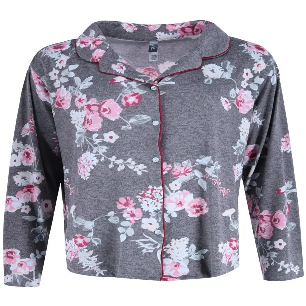 Floral Print Notch Pajama Set (Women`s Plus)